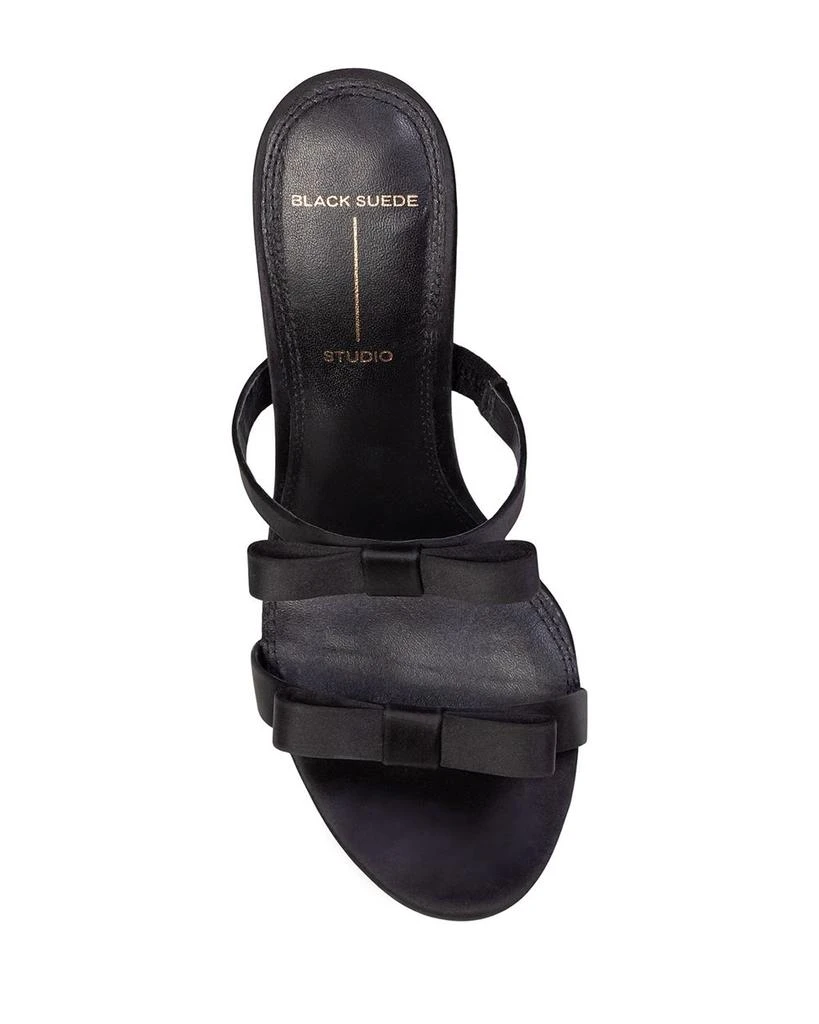 Black Suede Studio Women's Chic Satin High Heel Bow Sandals 4
