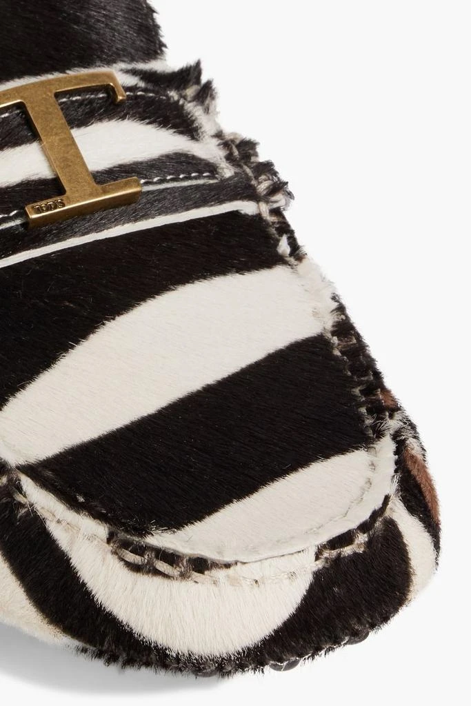 Tod's T Timeless zebra-print calf hair loafers 4