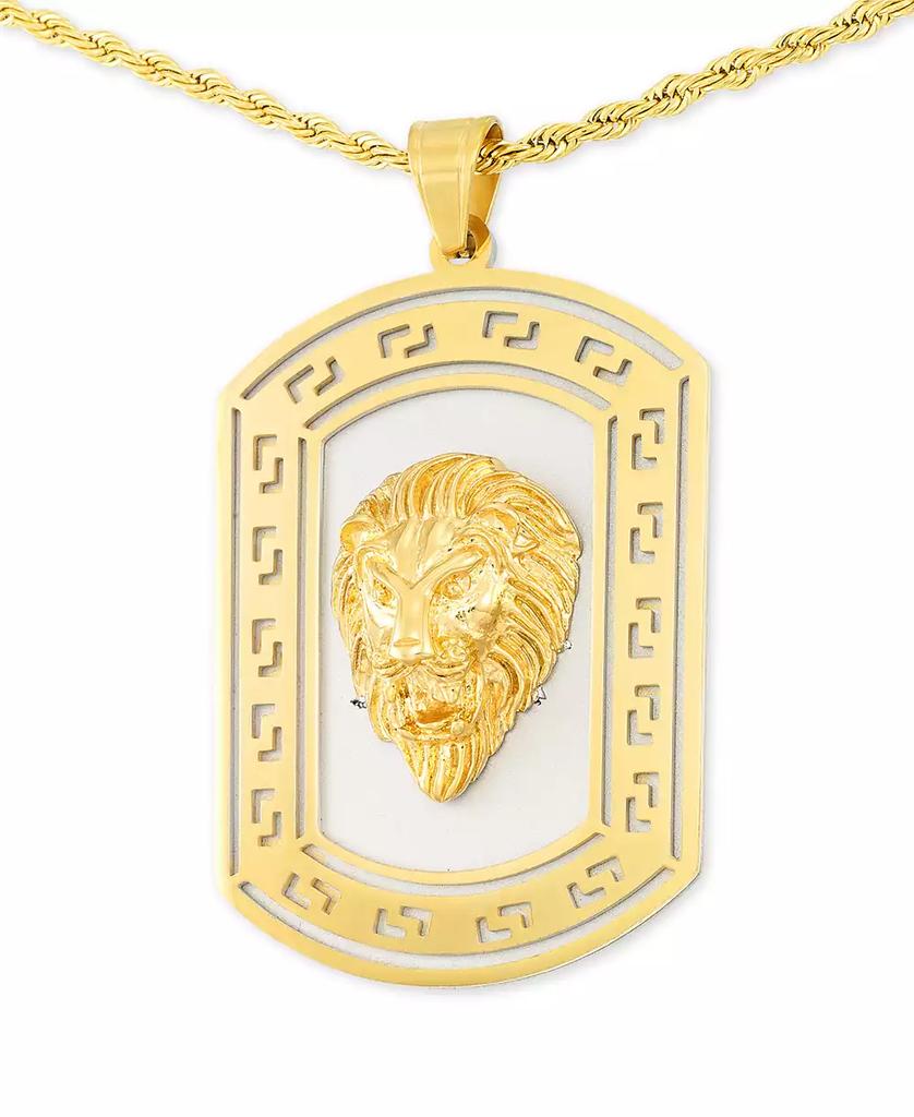 LEGACY for MEN by Simone I. Smith Lion
s Head Two-Tone 24" Pendant Necklace in Stainless Steel 
Yellow Ion-Plate