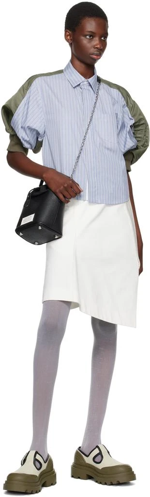 Sacai Blue & Khaki Puff Sleeve Shirt 4