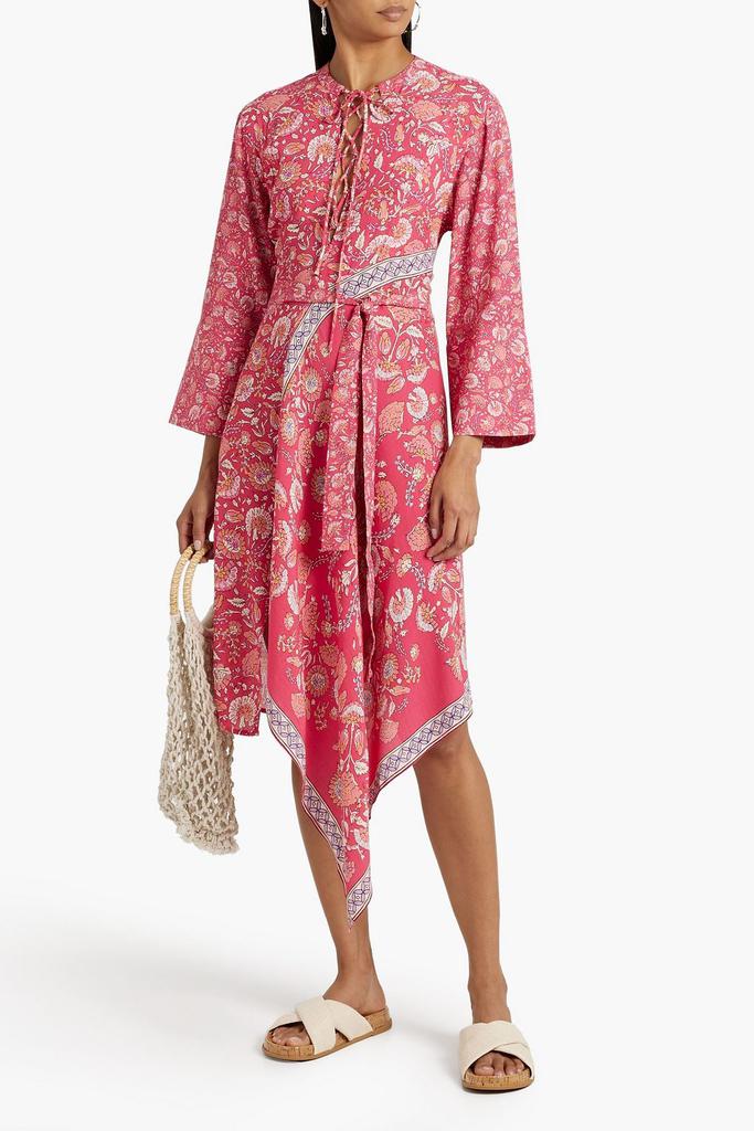 ANTIK BATIK Dandy lace-up printed crepe midi dress