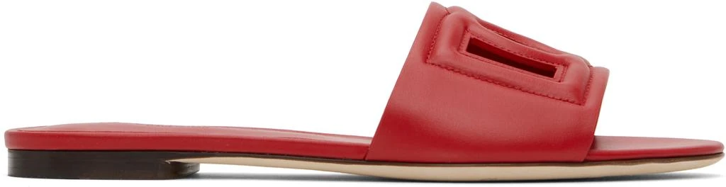 Dolce & Gabbana Red Calfskin 'DG' Logo Sandals 1