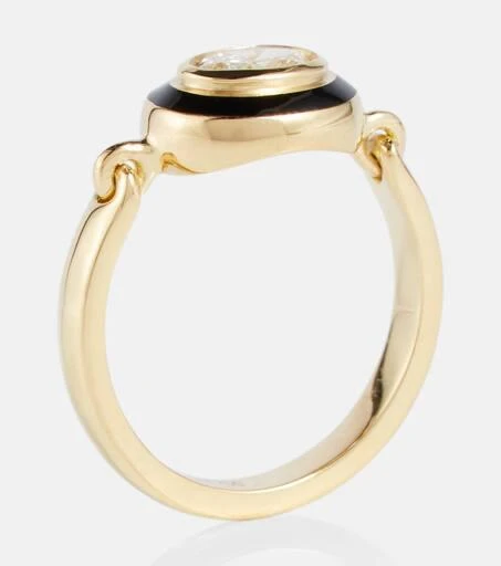 Melissa Kaye Lenox Reign 18kt gold ring with enamel and diamonds 4