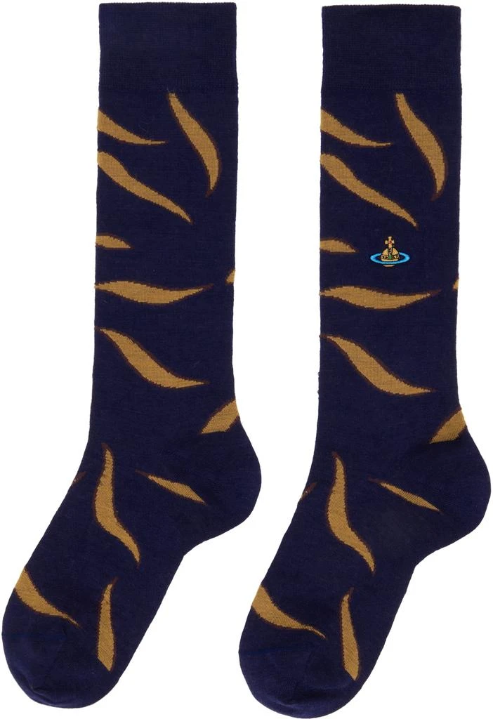 Vivienne Westwood Navy Medieval Texture Socks 2
