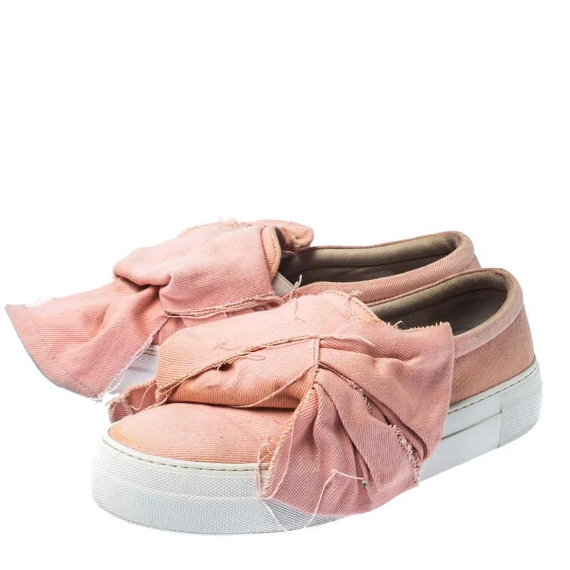 Joshua Sanders Joshua Sanders Light Pink Canvas Bow Slip On Sneakers Size 40 4