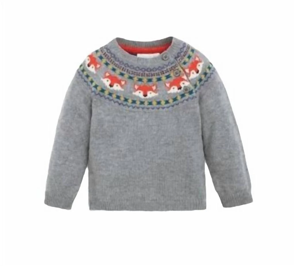 JoJo Maman Bébé Boy's Fox Fair Isle Jumper Coat 1