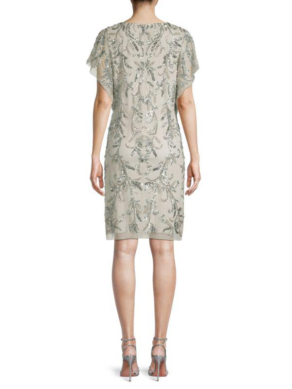 Aidan Mattox Embellished Flutter-Sleeve Cocktail Dress