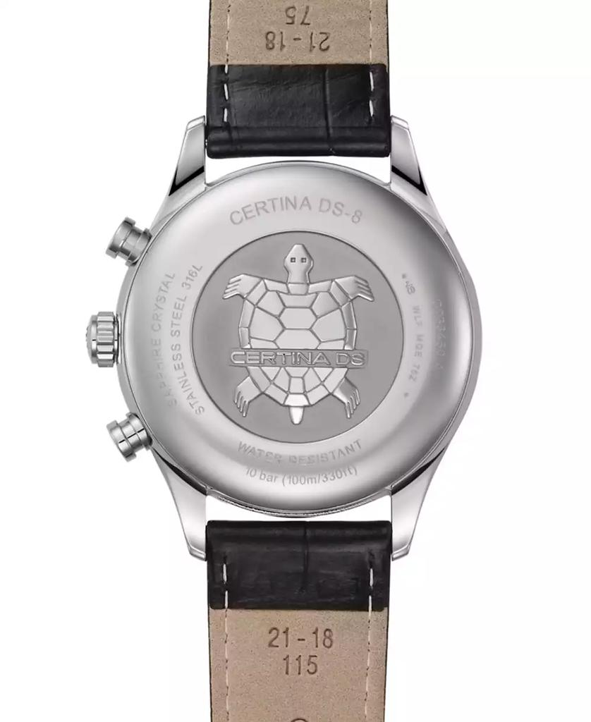 Certina Men's Swiss Chronograph DS-8 Moon Phase Black Leather Strap Watch 42mm