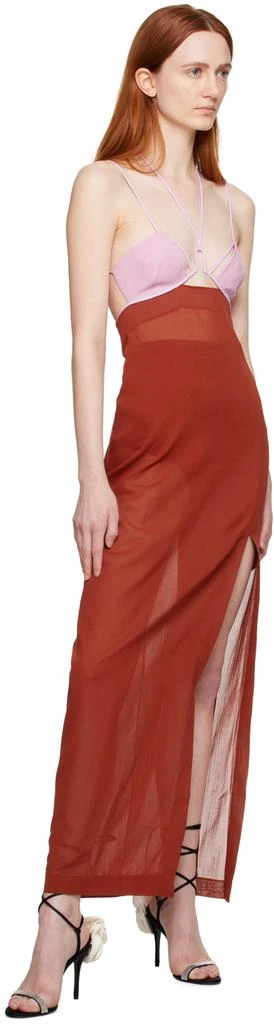 Nensi Dojaka Pink & Red Sheer Maxi Dress 4