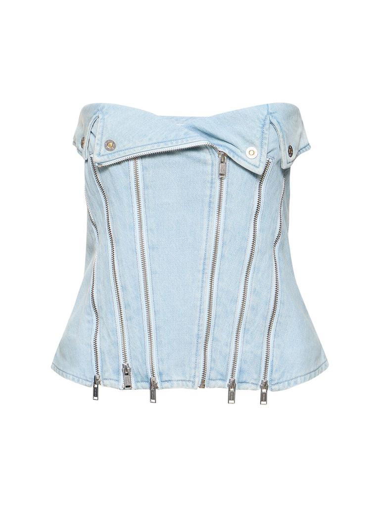 Dion Lee Strapless Cotton Denim Zip Corset