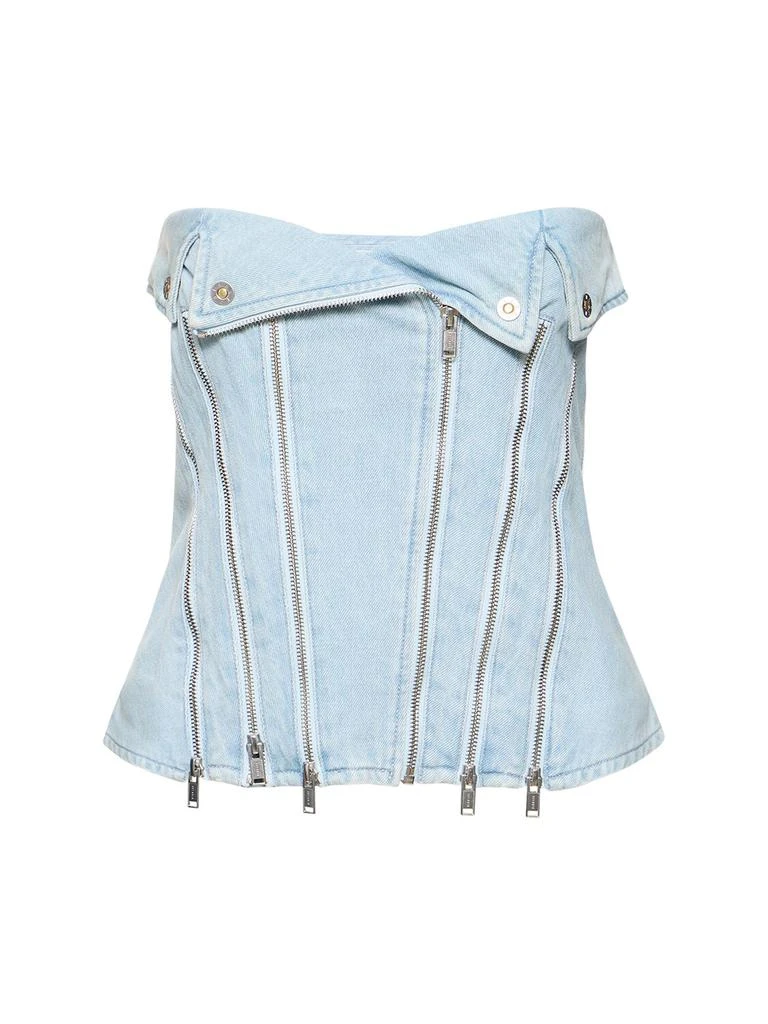 Dion Lee Strapless Cotton Denim Zip Corset 1