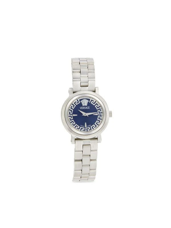 Versace Greca Flourish Stainless Steel & Blue Guilloché Dial Bracelet Watch/28MM 1