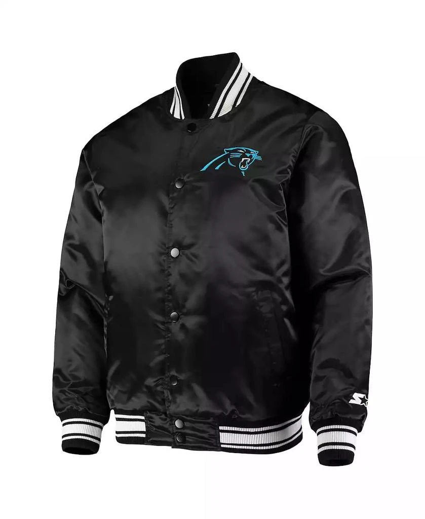 Starter Men's Black Carolina Panthers Locker Room Satin Varsity Full-Snap Jacket 3