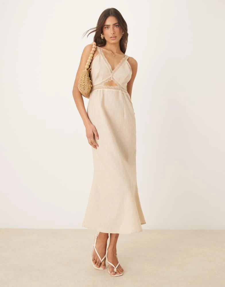 Never Fully Dressed cut-out midaxi dress in oatmeal-Neutral