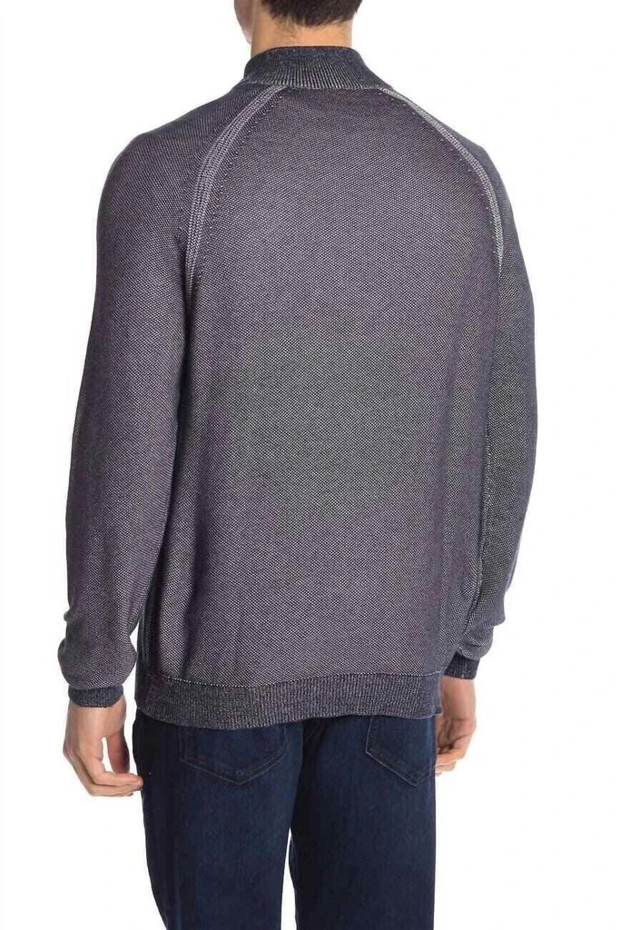 Tailor Vintage Birdseye Reversible 1/4 Zip Knit Pullover Sweater In Blue 3