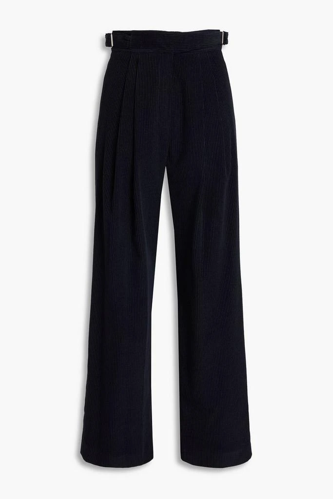 Le 17 Septembre Pleated wool-blend corduroy wide-leg pants 1