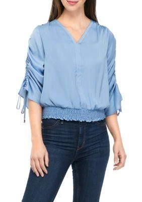 philosophy Womens Airflow Cinch Sleeve Blouse 1