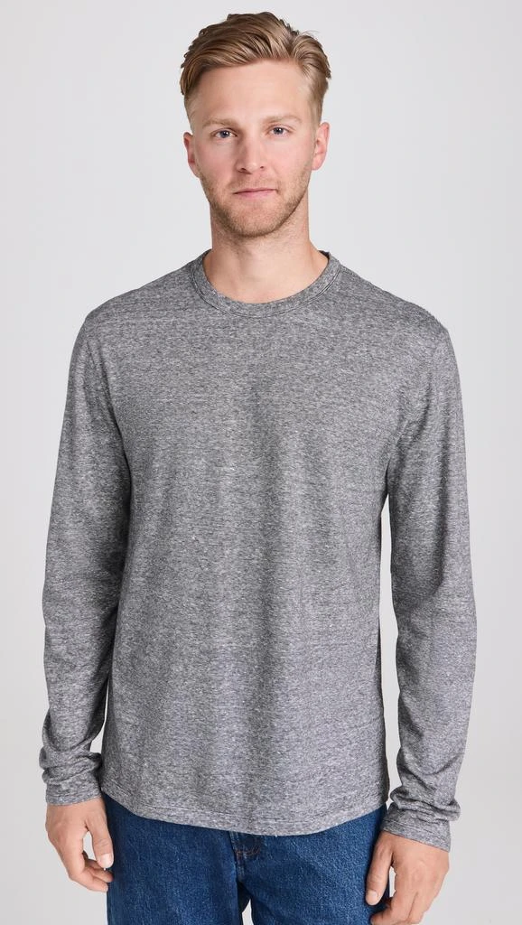 Officine Generale Long Sleeve Tee Mini Stripe Cotton Linen 6