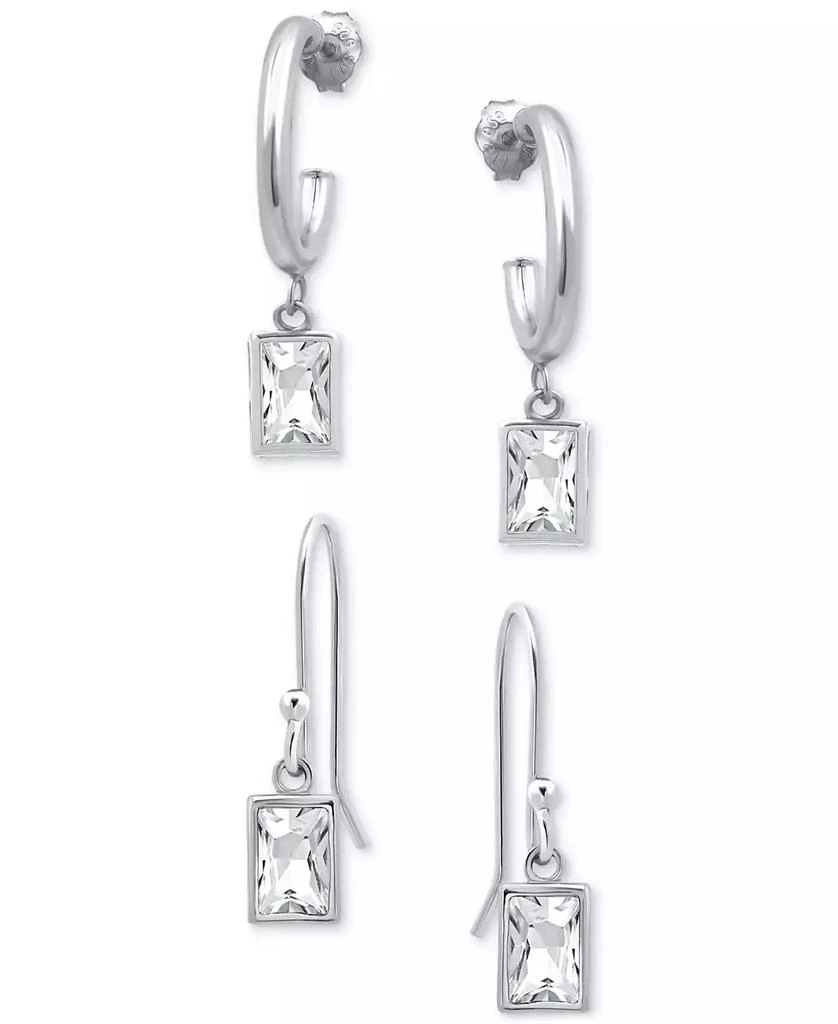 Giani Bernini 2-Pc. Set Cubic Zirconia Baguette Dangle Hoop & Drop Earrings, Created for Macy's 1