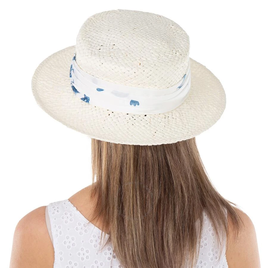 MAISON MICHEL Maison Michel Ladies Beige Kiki Straw Boater Hat, Size Large 3