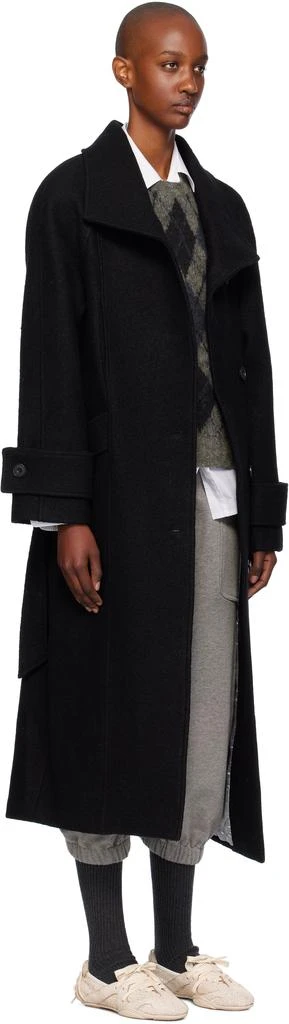 OPEN YY Black Wool High-Neck Cocoon Coat 2