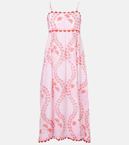 strapless open back dress Poplin V-neck Midi Dress With Cord Flower Pink Grapefruit  APOELLA