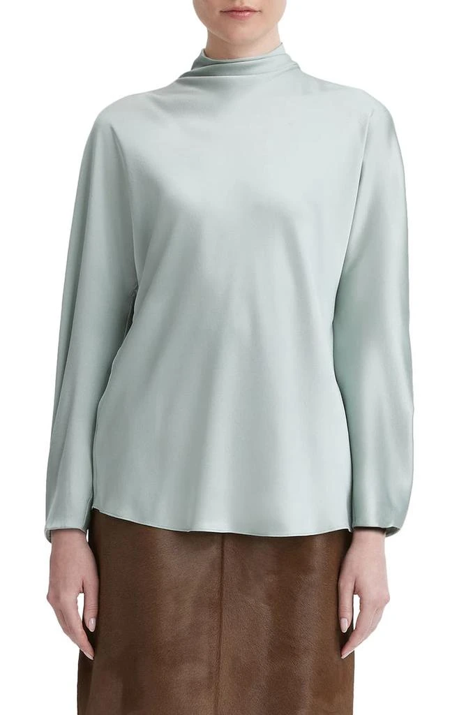 Vince Draped Funnel Neck Silk Top 1