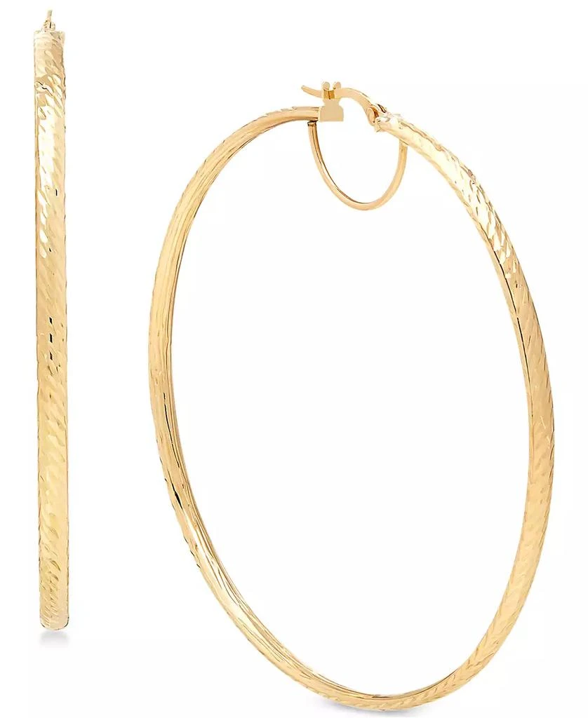 Italian Gold Round Hoop Earrings in 14k Gold 1