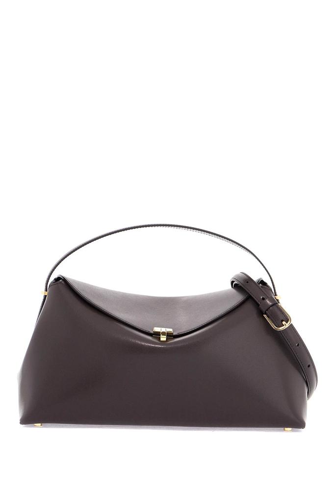 Totême t-lock brown structured calfskin handbag with shoulder strap