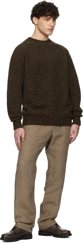 Sunspel Brown Shetland Crew Neck Sweater 4