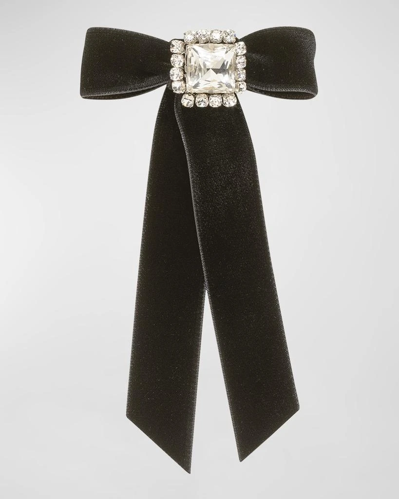 Jennifer Behr Zelina Embellished Velvet Bow Barrette