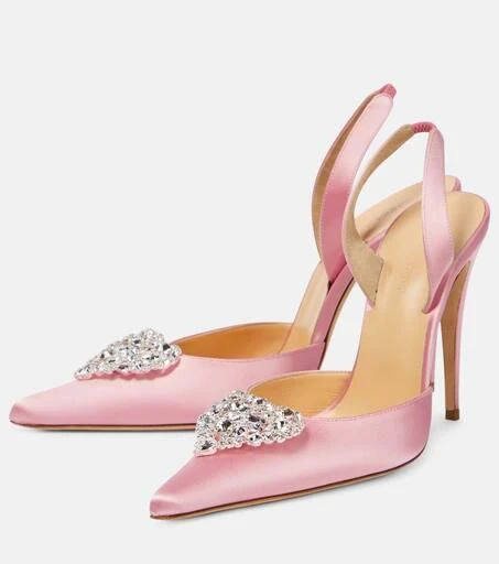 Magda Butrym Crystal-embellished satin slingback pumps 5