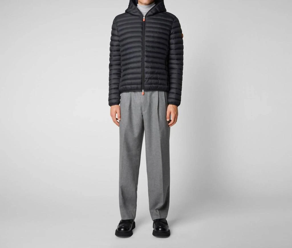 Save The Duck Men's Puffer Hoodie Coat In Black 1