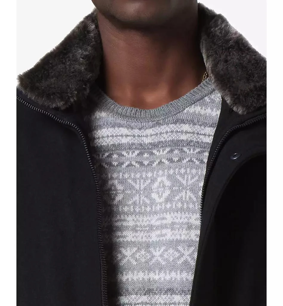 Marc New York by Andrew Marc Men's Brooks Melton Wool Car Coat with Faux Fur Collar 4