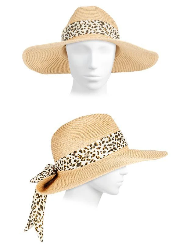 Vince Camuto Textured Scarf Trim Panama Hat 3