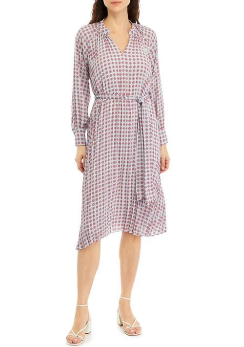 Tahari Tahari Petite Long Sleeve Pleated Dress With Tie 1