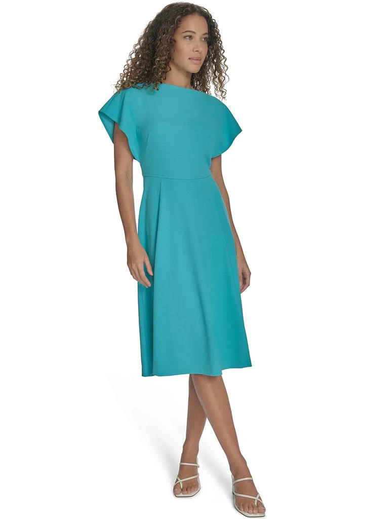 Calvin Klein Women's Short Sleeve Crew Neck Solid A-Line Dress