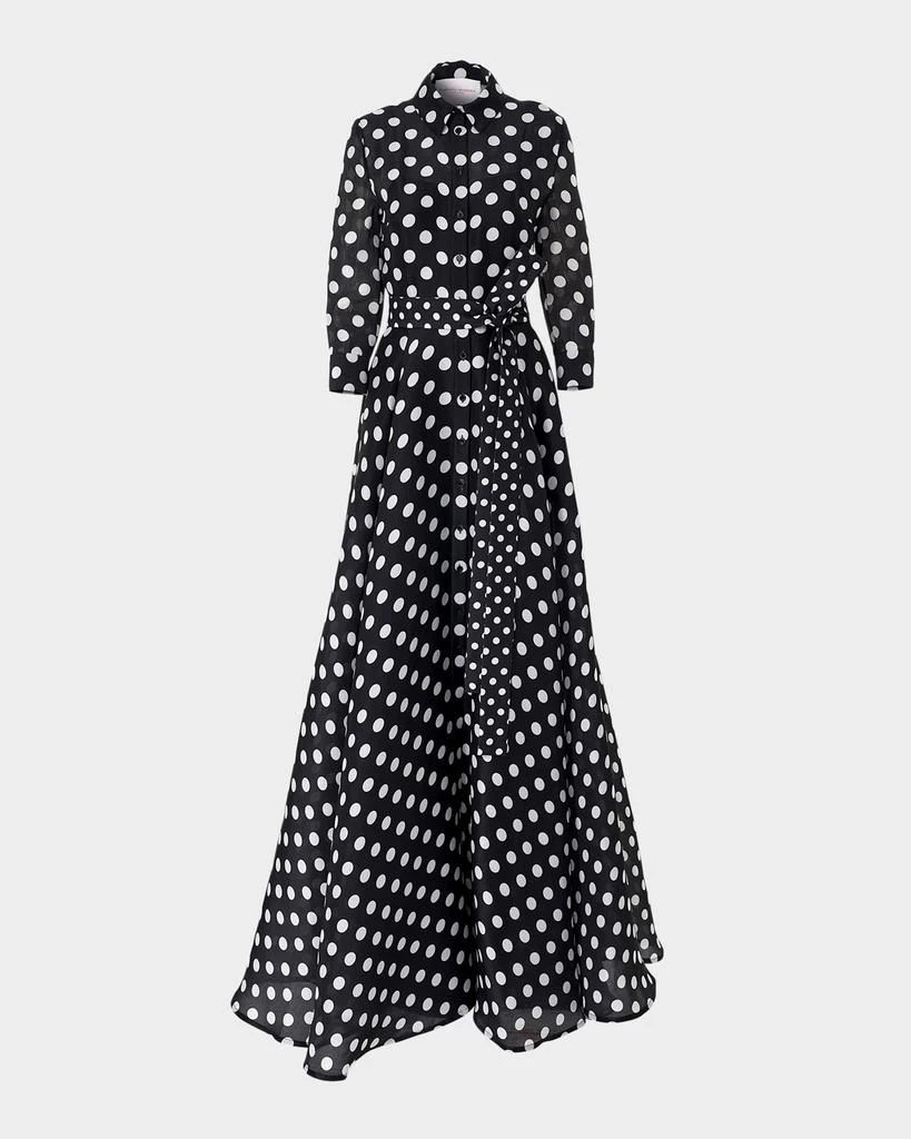 Carolina Herrera Polka-Dot Silk 3/4-Sleeve Trench Gown 1