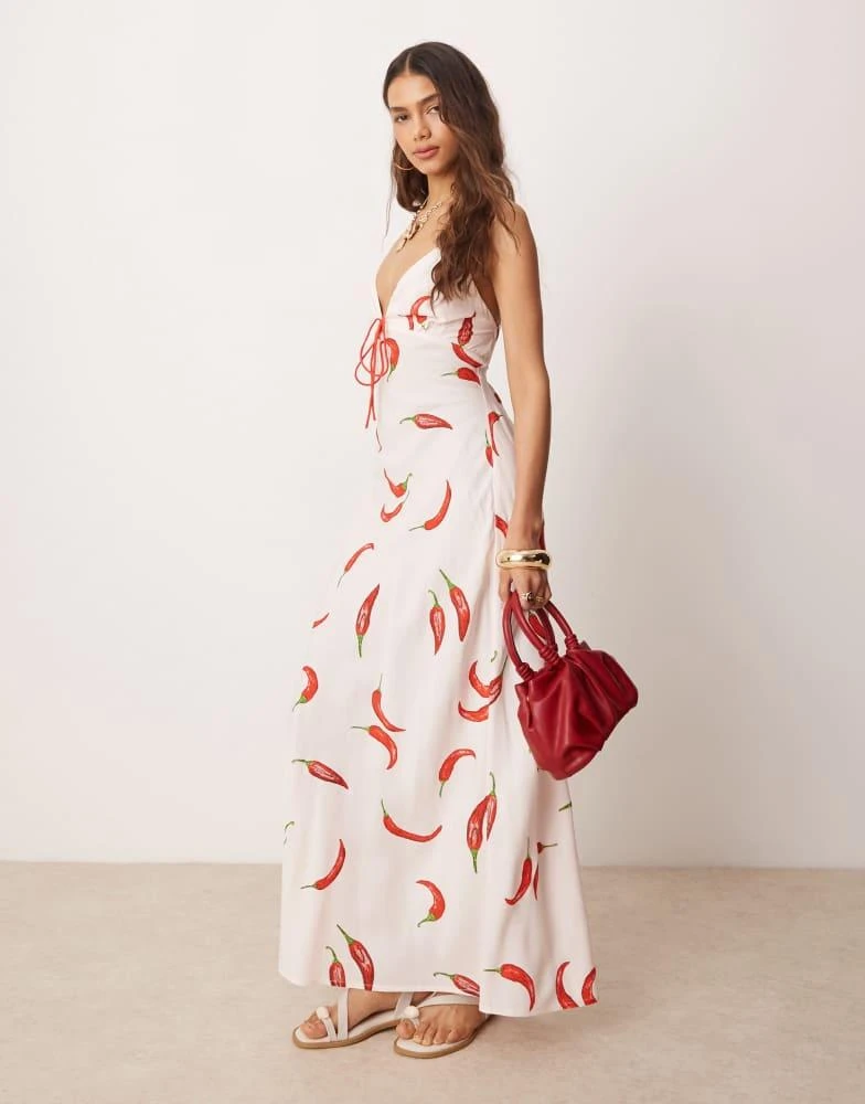 ASOS ASOS DESIGN cami cross back maxi dress in chilli print 1