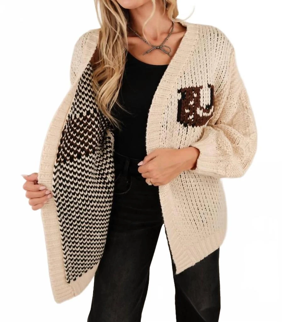 Bailey Rose Wild Horses Chunky Cardigan In Cream
