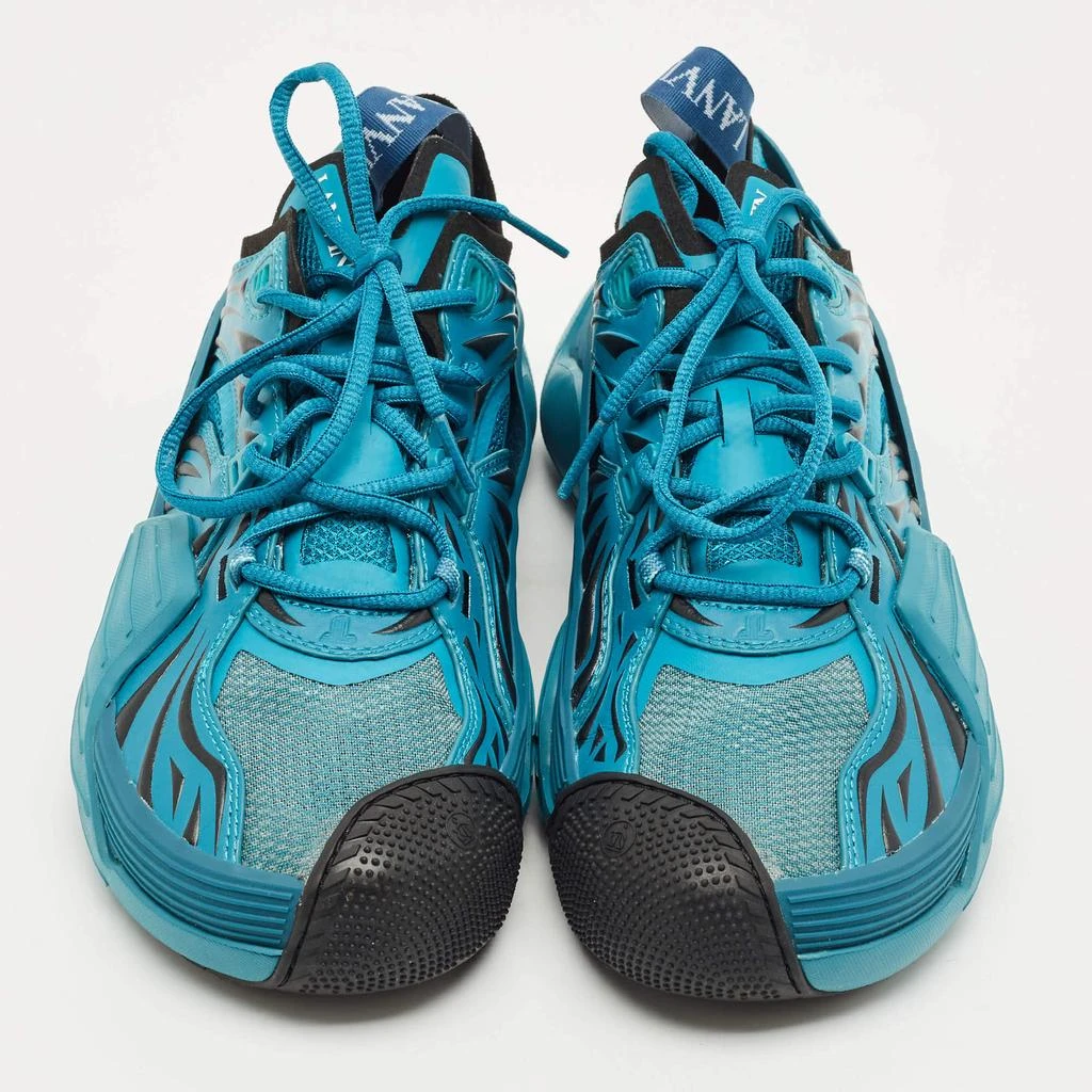Shop Lanvin Turquoise Blue Mesh and Rubber Flash X Lace Up  display picture 1