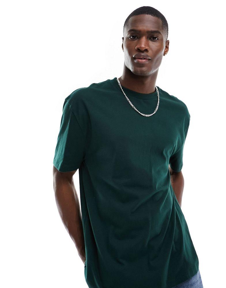 ASOS DESIGN ASOS DESIGN relaxed t-shirt in dark green with rose line drawing print