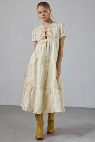 Kimchi Blue Kimchi Blue Molly Tie & Button Front Eyelet Maxi Dress 1