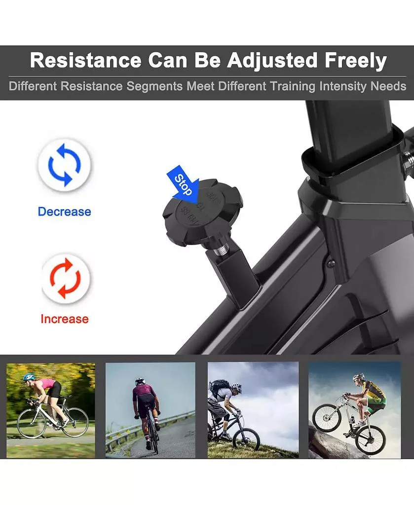 Costway Indoor Cycling Stationary Bike Silent Belt Drive Adjustable 6