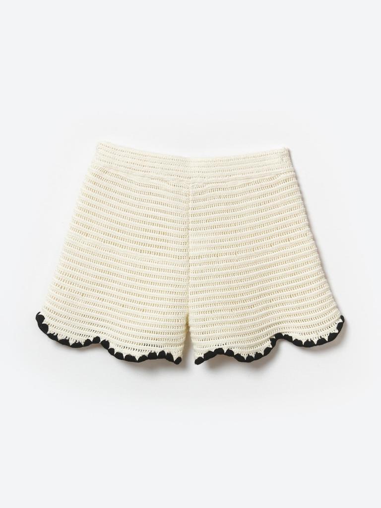 Self Portrait Girls Crochet Mini Skirt in Ivory