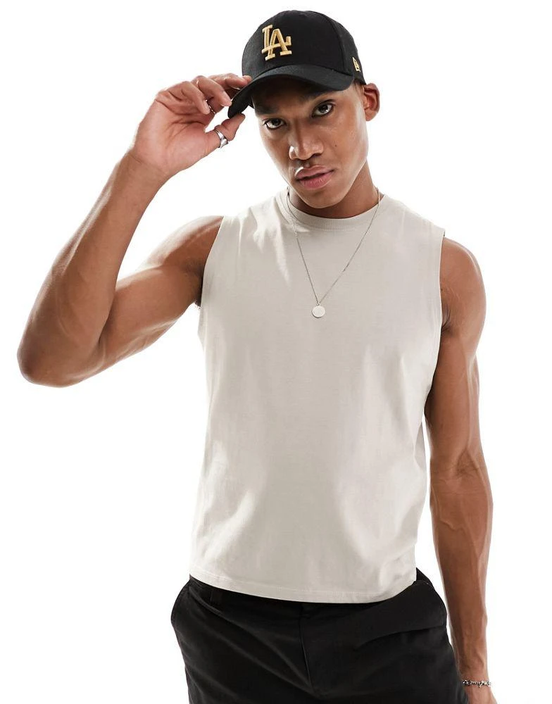 ASOS ASOS DESIGN boxy tank in stone 1