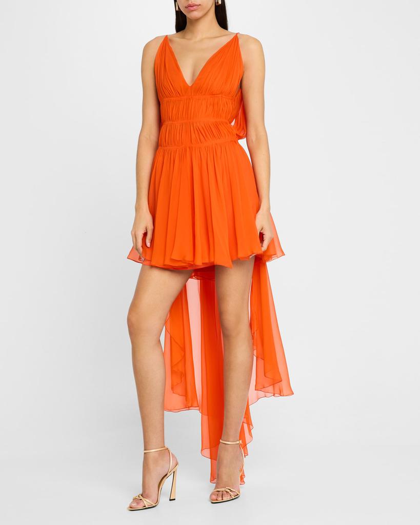 Alberta Ferretti Drape Backless Mini Silk Dress