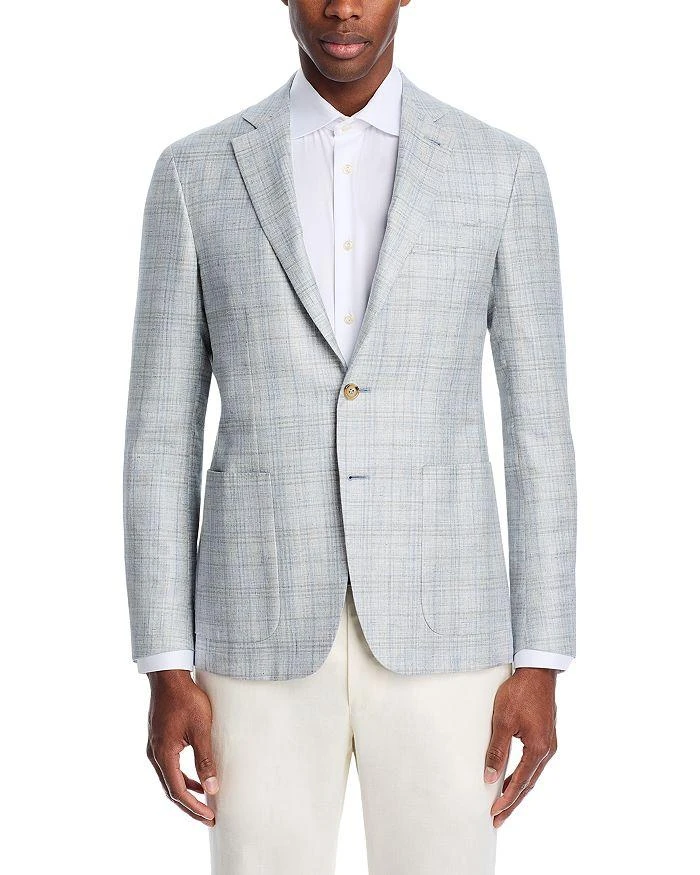 Canali Kei Wool, Silk 
Linen Plaid Unstructured Regular Fit Sport Coat 5