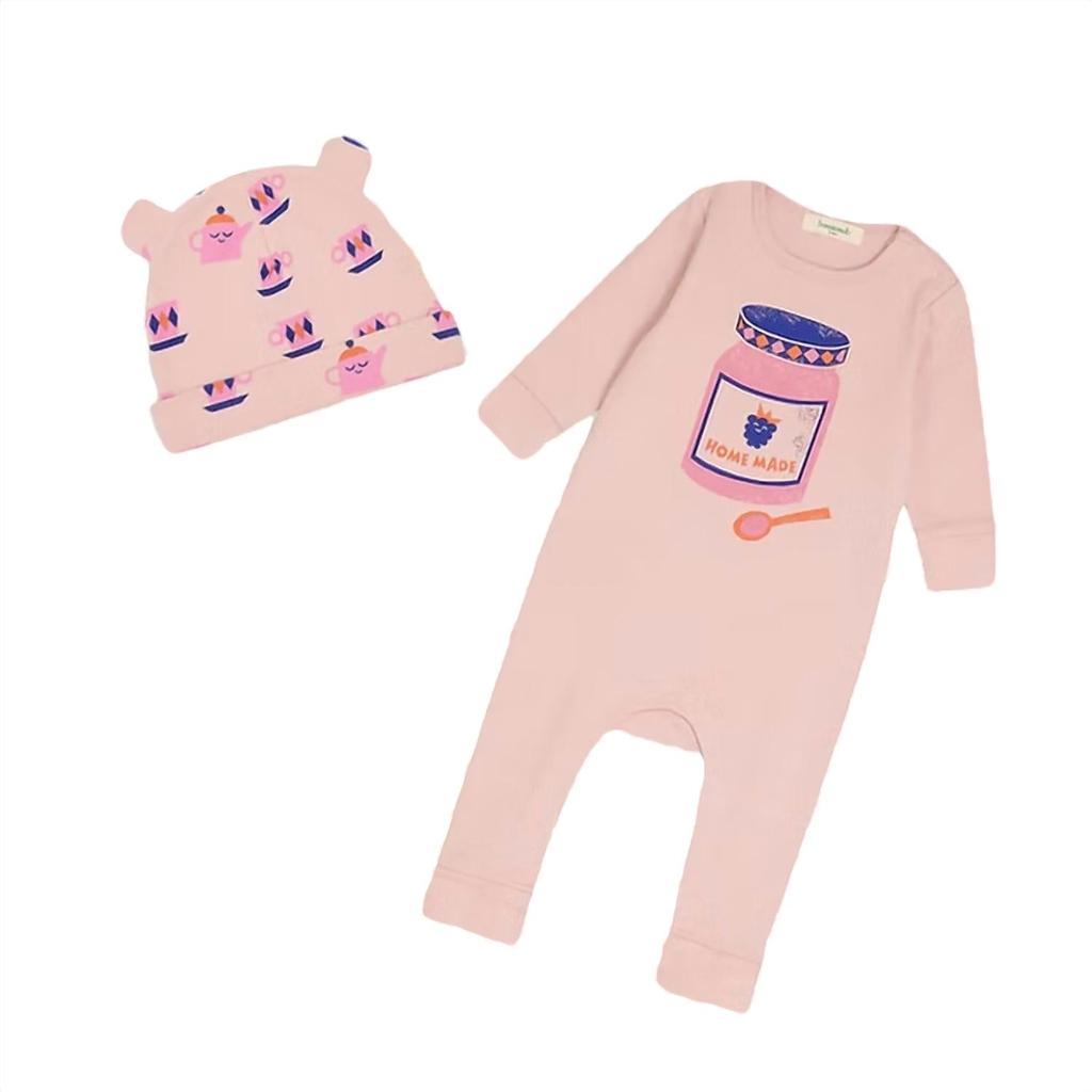 The Bonnie Mob Girls Bayley Berry Jam & Hat Set Playsuit In Pink