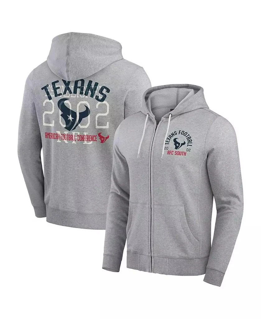 Fanatics Darius Rucker Collection by Men's Heather Gray Houston Texans Vintage Stripe Full-Zip Hoodie 1